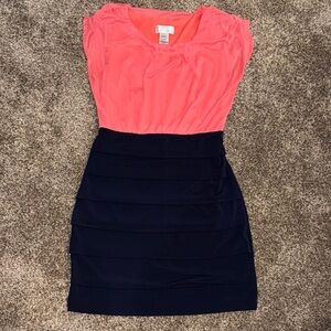 Sweet Storm Coral and Navy Mini Dress